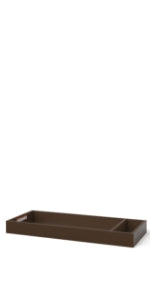 The Child Craft F01792 Universal Dressing Kit in Toasted Chestnut is a rectangular, shallow baby changing tray with a small divider for two compartments, shown against a white background.