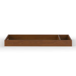 The Child Craft F01792 Universal Dressing Kit in Coach Cherry is a rectangular wooden changing table topper with two compartments, shown from the front against a white background.