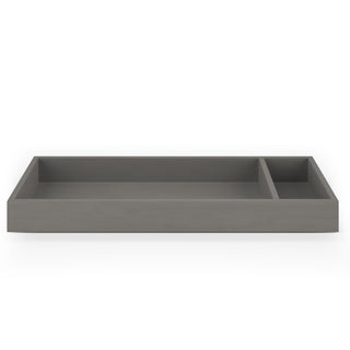 The Child Craft F01792 Universal Changing Table Topper in Lunar Gray, shown from the front against a white background, features two separate compartments and is perfect as a dresser changing topper.