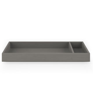 The Child Craft F01792 Universal Changing Table Topper in Lunar Gray, shown from the front against a white background, features two separate compartments and is perfect as a dresser changing topper.