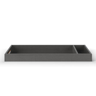 The Child Craft F01792 Universal Changing Table Topper in Midnight Gray is a rectangular organizer with two compartments, perfect for tidying a dresser or pairing with a baby changing table, displayed on a white background.