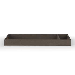 The Child Craft F01792 Universal Changing Table Topper in Dapper Gray features a rectangular design with two differently sized compartments, shown on a white background.