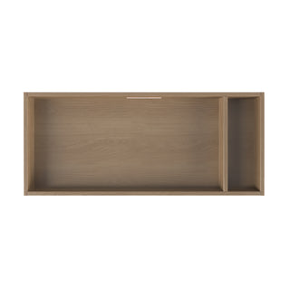 The minimalist, light brown rectangular wooden wall shelf is ideal for organizing nursery essentials. Pair with the Child Craft F01792 Universal Changing Table Topper in Nutmeg for a stylish and functional baby space.
