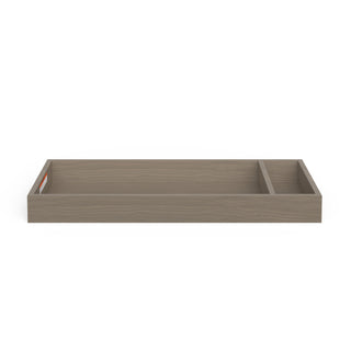 The Child Craft F01792 Universal Dressing Kit in Crescent Grey is a rectangular topper tray with one large and one small compartment, shown from the front against a white background.