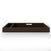 The Child Craft F01792 Universal Changing Table Topper in slate is a dark wood rectangular topper with a divider for one small and one large compartment. A caution label appears inside the back panel, showcased against a white background.