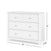 The Child Craft Atwood 3-Drawer Dresser in Matte White features a modern design with an angled top drawer, round knobs, and dimensions of 33