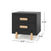 The Park Heights Night Stand - Caviar Black by Child Craft is a modern nightstand with two wooden handles, four sturdy Brazilian hardwood legs, and measures 24.88”H x 19.82”D x 52.36”W.