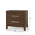 The Child Craft Kieran Nightstand in Toasted Chestnut features two drawers with rose gold handles, angled legs, and compact dimensions (24