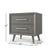 The Child Craft Cranbrook Nightstand in Lunar Gray features two drawers with silver handles, angled legs, and measures 25