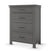 The Child Craft Denman 4 Drawer Chest in Midnight Gray features sleek black handles and stands on four legs, offering a stylish, modern storage solution perfect for your baby nursery furniture collection.