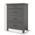 The Child Craft Denman 4 Drawer Chest in Midnight Gray is a wooden dresser with black handles, measuring 47