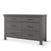 The Child Craft Denman Double Dresser in Midnight Gray features six drawers with black handles, a flat top surface, and stands on four straight legs. Its clean, modern design fits any contemporary space.