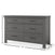The Child Craft Denman Double Dresser in Midnight Gray features a modern rectangular design with six drawers, black handles, and measures 34