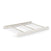 The Child Craft F06401 Full-Size Bed Rails in Brushed Cotton feature a white wooden frame, pine wood rails, slatted support, and a rectangular headboard and footboard, displayed against a plain white background.