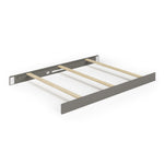 The Child Craft F06401 Full-Size Bed Rail in Lunar Gray includes two gray metal rails, a matching head rail, and three light wood slats—sturdy components designed to support a full-size mattress.