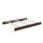 The Child Craft F06401 Full-Size Bed Rails in Brushed Truffle feature a dark brown headboard and footboard with three horizontal rails, shown on a white background.