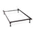 The Child Craft Hollywood Metal Bed Frame features a sturdy rectangular design with four legs, supporting a mattress and box spring, and works with the Hollywood Full Size Conversion Kit for an easy crib-to-full bed transition.