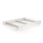 Child Craft F06424 Full-Size Bed Rails in Vintage Linen feature a sturdy white wooden frame with two horizontal ends and three parallel connecting rods, ideal for crib conversion or bed safety, shown on a plain white background.