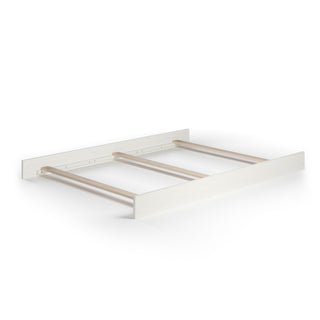 Child Craft F06424 Full-Size Bed Rails in Vintage Linen feature a sturdy white wooden frame with two horizontal ends and three parallel connecting rods, ideal for crib conversion or bed safety, shown on a plain white background.