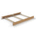 The Child Craft F06424 Full-Size Bed Rails in Biscotti, featuring a headboard, footboard, and three metal support slats, are shown against a white background—ideal for crib conversion or full-size bed use.