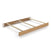 The Child Craft F06424 Full-Size Bed Rails in Biscotti feature three horizontal support slats and a light wood finish, shown without a mattress or headboard, set against a white background.
