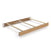 The Child Craft F06434 Full-Size Bed Rails in Biscotti feature three horizontal support slats and a light wood finish, shown on a white background—ideal as sturdy wooden bed rails for any full-size bed.