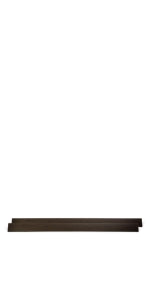 Two thin, dark-colored rectangular wooden planks, identified as Child Craft F06474 Full-Size Bed Rail in Slate, are stacked parallel on a white background.