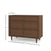 The Child Craft Surrey Hill 3 Drawer Dresser in Toasted Chestnut features a mid-century modern design with angled legs, chevron-patterned fronts, and measures 33