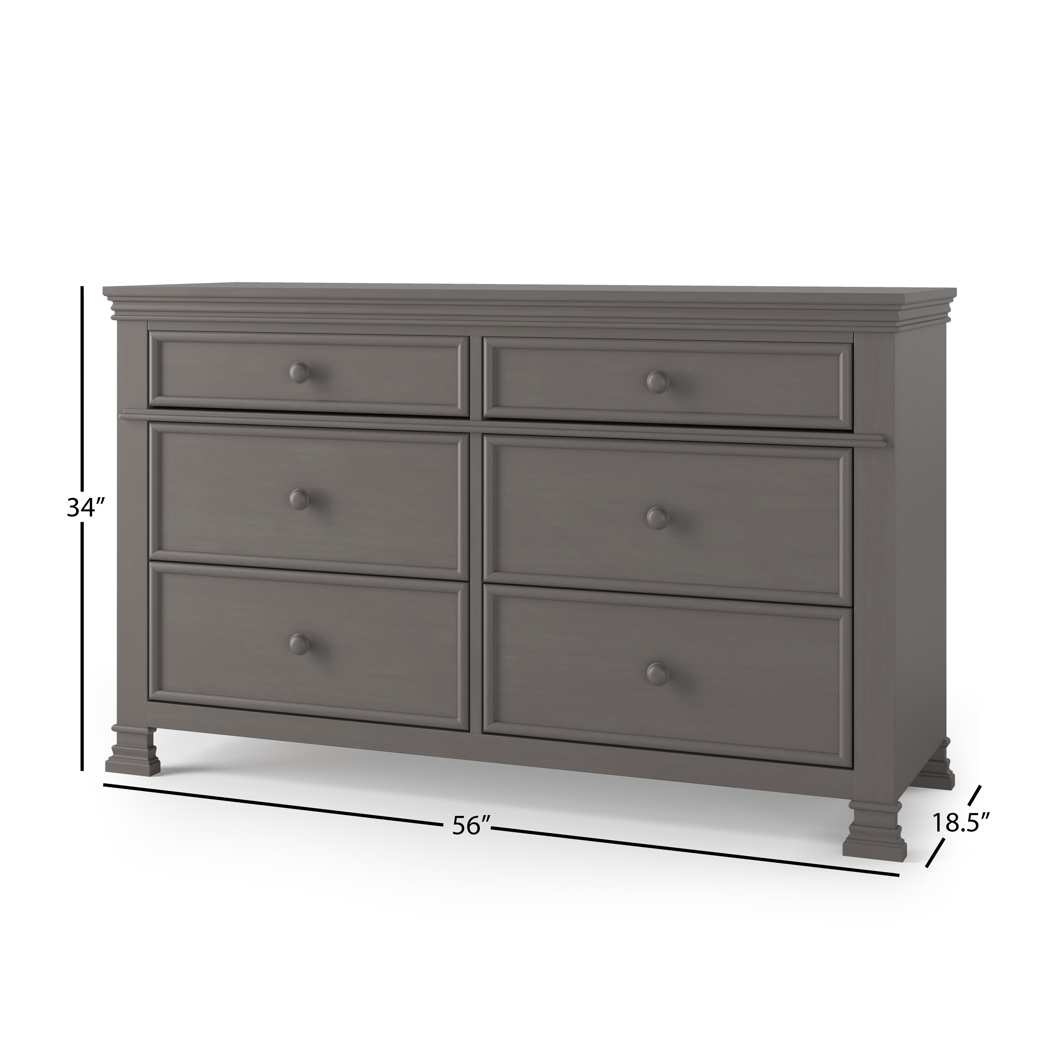Child Craft Westgate 6-Drawer Double Dresser - Gray Child Craft Westgate 6-Drawer Double Dresser - Gray