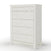 The Child Craft Westgate 5-Drawer Chest in Vintage Linen features a classic white finish, round white knobs, and four square legs. This nursery dresser offers ample storage space with its five spacious drawers.