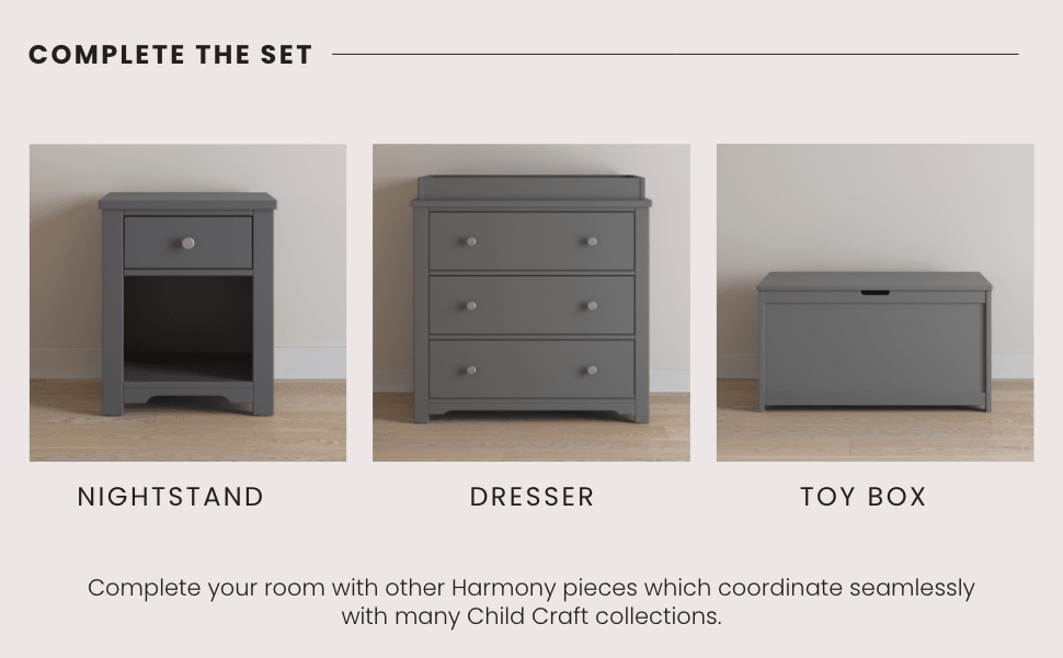 Child Craft Harmony Nightstand - Cool Gray Child Craft Harmony Nightstand - Cool Gray