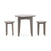 The Child Craft Geo Table and Stools Set in Dapper Gray features a round wooden table with three legs, paired with two matching round three-legged stools, all in a light grayish-brown finish against a plain white background.