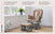A Child Craft Tranquil Nursery Glider Cushion sits by a window in a bright room, with a plush sheep and potted plant nearby. Text highlights the baby rocking chair’s features and customizability.