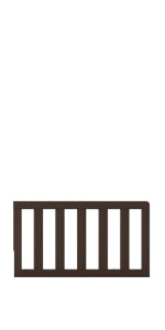 The Child Craft F09501 Toddler Guard Rail in Brushed Truffle is a brown wooden baby gate with vertical slats, designed for Child Craft cribs, shown against a plain white background.