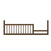 The Child Craft F09502 Toddler Guard Rail in Cocoa Bean features vertical slats and end brackets for secure attachment to a bed or use in a crib conversion kit.