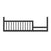 The Child Craft F09502 Toddler Guard Rail in Ebony features vertical metal slats and two side panels with screw holes, ideal for use as a crib conversion kit or with Child Craft cribs. Shown isolated on a white background.