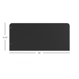 The Child Craft F09505 Toddler Guard Rail in Caviar Black is a rectangular panel (11.75" H x 22" W) with two mounting holes on the left edge—ideal as a replacement part for your crib or toddler guard rail.