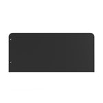 The Child Craft F09505 Toddler Guard Rail in Caviar Black is a solid rectangular metal panel with two left-side holes and rounded top corners, featuring a smooth surface for durability and style as part of a crib conversion kit.