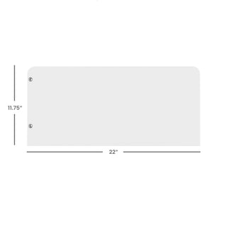 The Child Craft F09505 Toddler Guard Rail in matte white is a rectangular panel measuring 22"W x 11.75"H, with two screw holes on the left side, as shown with labeled dimensions.