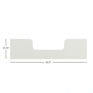 The Child Craft Toddler Guard Rail in Cloud White is a rectangular panel with a centered U-shaped cutout at the top, measuring 52.5" wide by 13.75" tall, designed to fit a Child Craft crib.