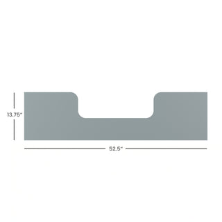 The Child Craft Toddler Guard Rail in Nautical Gray is a rectangular piece with a U-shaped notch on top, measuring 13.75" high and 52.5" wide—often included in crib conversion kits.