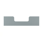 A simple gray rectangular shape with a rounded notch at the top center, mirroring the sleek design of the Child Craft Toddler Guard Rail in Nautical Gray, stands out against a plain white background.