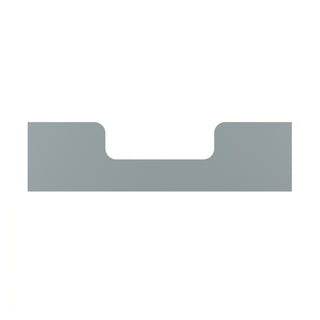 A simple gray rectangular shape with a rounded notch at the top center, mirroring the sleek design of the Child Craft Toddler Guard Rail in Nautical Gray, stands out against a plain white background.