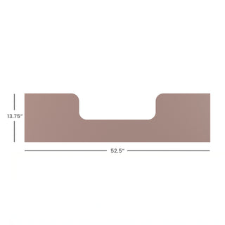 The Child Craft Toddler Guard Rail in Rose/Graphite is a brown rectangular guard rail with a central U-shaped cutout, measuring 13.75" high by 52.5" wide, shown on a white background.