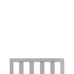 The Child Craft Toddler Guard Rail in Cool Gray features vertical wooden slats and is displayed against a white background.