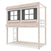 The Child Craft Garden Cottage Twin over Twin Bunk Bed features a house-inspired design with light wood and white accents, two black window frames with shutters on the upper bunk, and a left-side ladder.