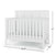 The Child Craft Atwood 4-in-1 Convertible Crib in Matte White features slatted sides and a patterned headboard. It measures 47