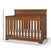 The Child Craft Redmond 4-in-1 Convertible Crib in Coach Cherry has vertical slats, a solid headboard, and a white mattress. Sized 45
