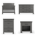 Four-piece nursery set in modern midnight gray includes: Child Craft Denman 4-in-1 Convertible Crib, six-drawer dresser, tall three-drawer chest, and nightstand with one drawer and open shelf—all featuring simple, clean lines.