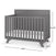 The Child Craft Soho 4-in-1 Flat Top Convertible Crib in Cool Gray features vertical slats, a solid back, and angled legs. It measures 54.5